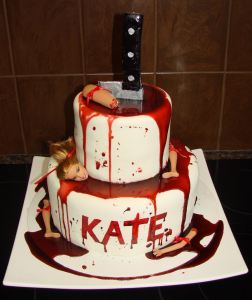 Look, I understand that certain shows have their fans. But this cake is utterly disturbing, especially with a dismembered Barbie. Good God.
