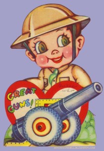 Seems like he's a bit happier than expected. Hope the large gun isn't a metaphor for an erection.