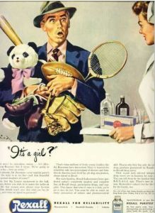 So what if he was hoping for a boy and got a girl? I'm sure his daughter will appreciate the Panda bear teddy anyway. Also, kids are too young for all that sporting equipment anyway.