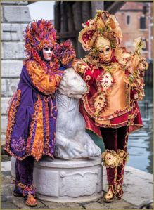 Well, these two are certainly dressed in medieval styles. And in such vibrant colors, too. Still, tights aren't pants.