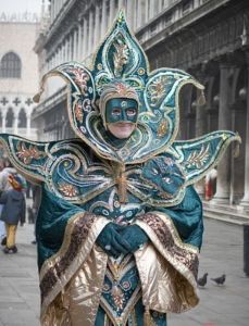 Either way is a mystery. But yes, some do wear partial masks at the Venice Carnival. And some not at all.