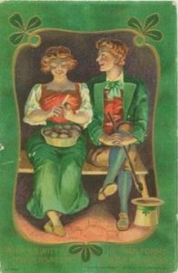 I'm sure that guy is interested in watching the girl beside him peeling potatoes. Then again, he probably has his eyes stuck somewhere else.