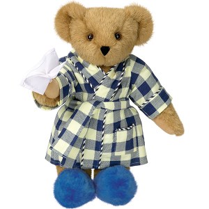 I'm sure seeing the sight of this bear will make you feel better. Nice how the robe and slippers match.