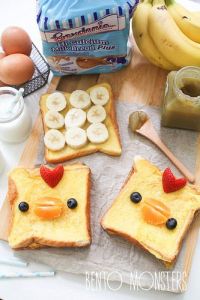 The chick toasts are covered in egg by the way. Yes, I know there are unfortunate implications.