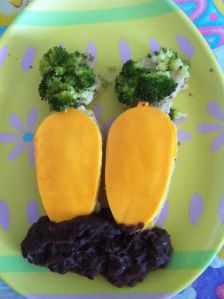 Though here the carrots are made of cheese. But at least the stems are made from broccoli.
