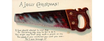 A saw on a Christmas card